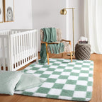 KICMOR Rugs for Bedroom Living Room, 3x5 Fluffy Soft Checkered Shag Area Rug - Image 5