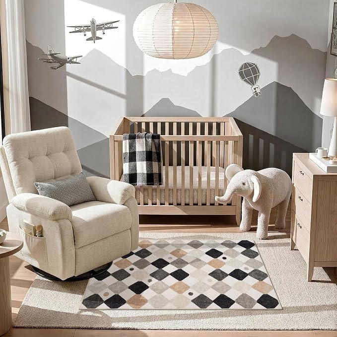 jinchan Macy 3x5 Area Rug for Kids Room Black and White Modern Colorful - Image 5