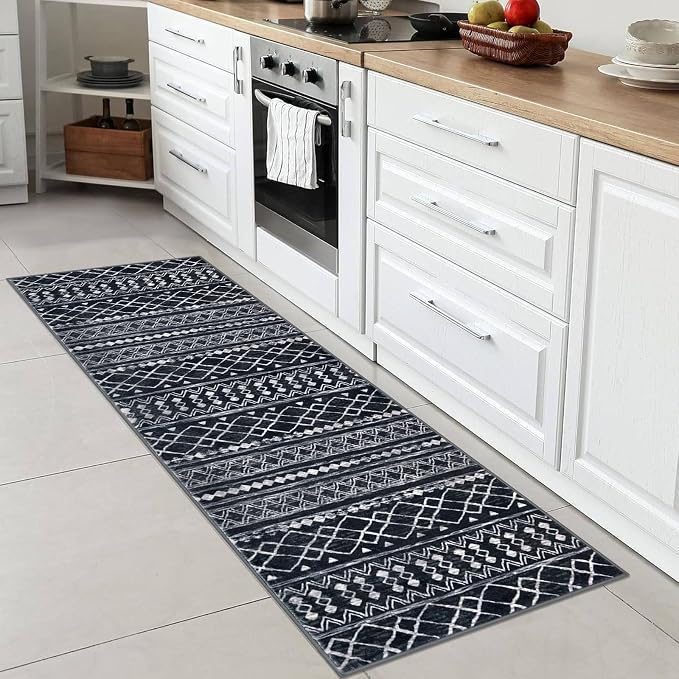 KUTA Moroccan Washable Hallway Runner Rug, 2x6 Non-Slip Vintage Black Boho Rugs - Image 2