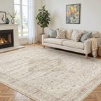 Rugxara 6x9 Washable Area Rug for Living Room, Vintage Neutral Large Boho Rugs by Rugxara