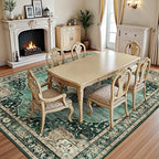 Lofus 5x7 Emerald Green Washable Rugs Non-Slip, Vintage Floral Area Rug - Image 9