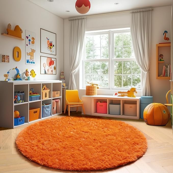 Amdrebio Orange Circle Round Rug 6Ft - Image 7