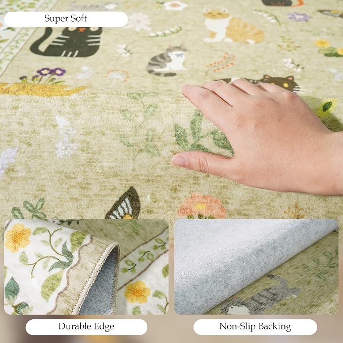 2x8 Washable Rug Runner, Non Slip Low Pile Hallway Cat Runner Rug, Stain - Image 3