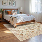 Rugxara Floral Rug for Living Room Bedroom, 4x6 Washable Rug, Vintage Boho Area - Image 2