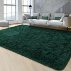 FlyDOIT Large Area Rugs for Living Room, 5x8 Feet Deep-Green Shaggy Rug Fluffy - Image 2