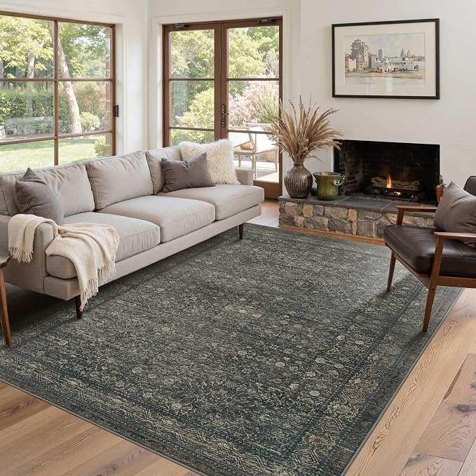Rugxara Washable Area Rug for Living Room, Vintage Boho Rugs for Office by Rugxara
