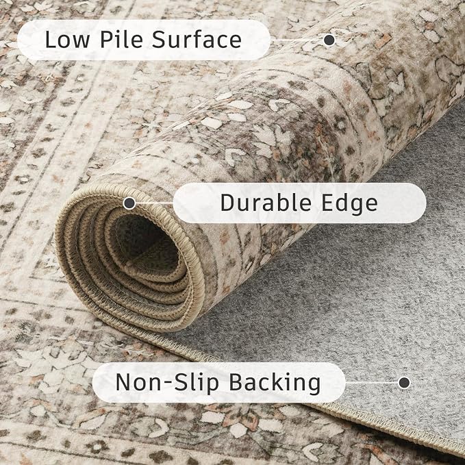 DCX Beige and Taupe 4x6 Rug, Kid & Pet Friendly - Image 6