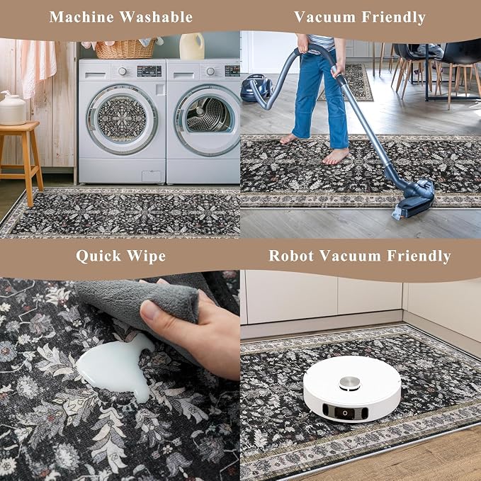 4x8 Rug Washable for Entryway Kitchen – Non-Slip Rubber Backed Area Rug for - Image 7
