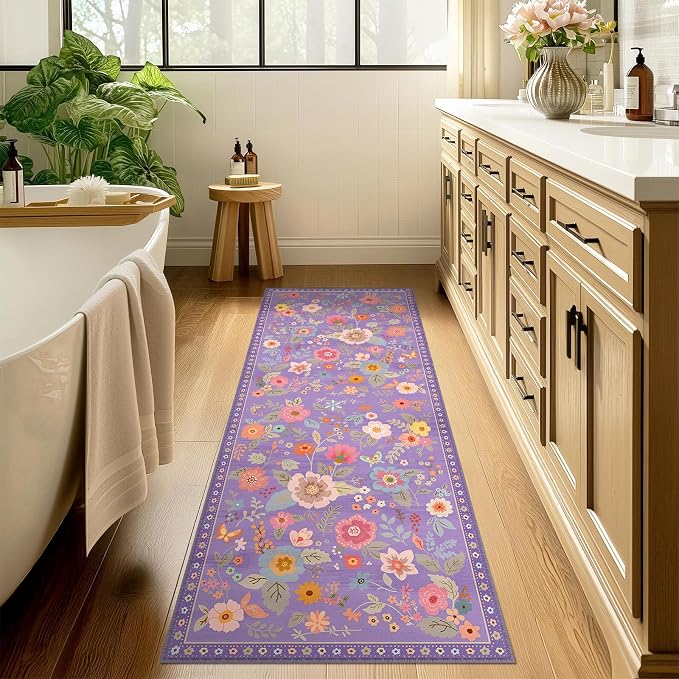 RELEANY Floral 2x6 Area Rugs Washable Print Boho Cute Carpet Non Slip Flower - Image 6