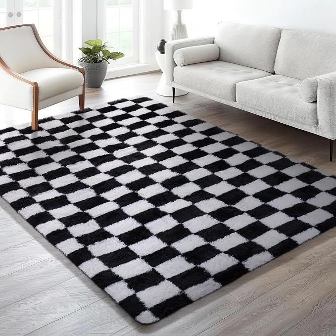 Ophanie Checkered Black & White Rug - Image 5