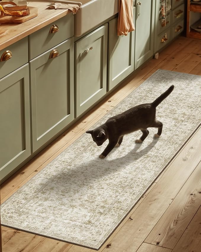 Washable Kitchen Rug Runners for Hallways: 2'6"x8' Bedroom Runner Rug Non Slip by palohom