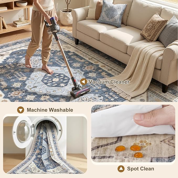 5x7 Washable Area Rug, Large Rugs - Image 2