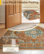 RELEANY Area Rugs 4'x6' Washable Non-Slip, Floral Vintage Distress Medallion - Image 4