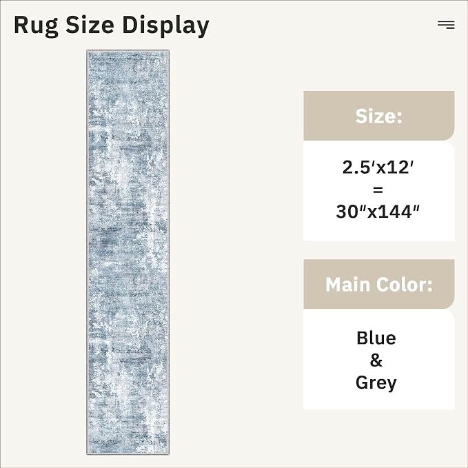 Soalmost Runner Rug 2'6" x 12' Washable Non-Slip 2.5x12 ft Long Runner Rugs - Image 5