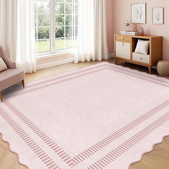 Pink Rugs for Living Room 8x10, Soild Machine Washable Area Rugs for Bedroom - Image 7