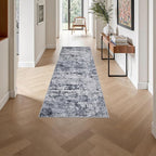 2'x6' Runner Rug Washable Rug: Modern Abstract Soft Thin Runner Rug Grey - Image 4