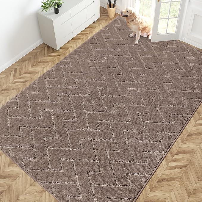 PURRUGS Easy Care Area Rug 6ft x 9ft, Non-Slip Machine Washable Entry Rug by PURRUGS