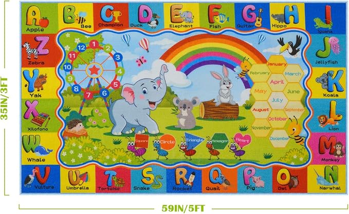STARUIA ABC Kids Rug for Playroom, Non-Slip Educational Toddler Rug for - Image 2