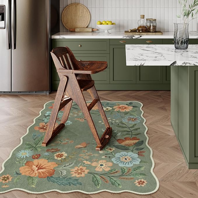 Lahome Floral Machine Washable Rug, 3x5 Rug Non Slip Soft Bedroom Rugs - Image 2