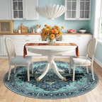 RELEANY Area Rugs Round 6ft Washable Non-Slip, Floral Vintage Distress - Image 2