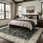 RELEANY Area Rugs 8'x10' Washable Non-Slip, Floral Vintage Distress Medallion - Image 3
