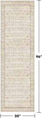 Long Ivory Farmhouse Hallway 2'6''x8' Runner Rug, Washable Non Slip Runner - Image 2