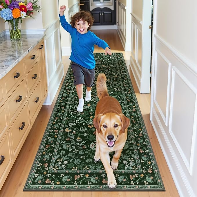 HEBE Washable Hallway Runner Rug 2'x 6' Non Slip Kitchen Rugs Runner, Low Pile - Image 8