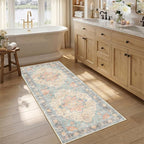 RELEANY Area Rugs Runner 2'6"x5' Washable Non-Slip, Floral Vintage Distress by RELEANY
