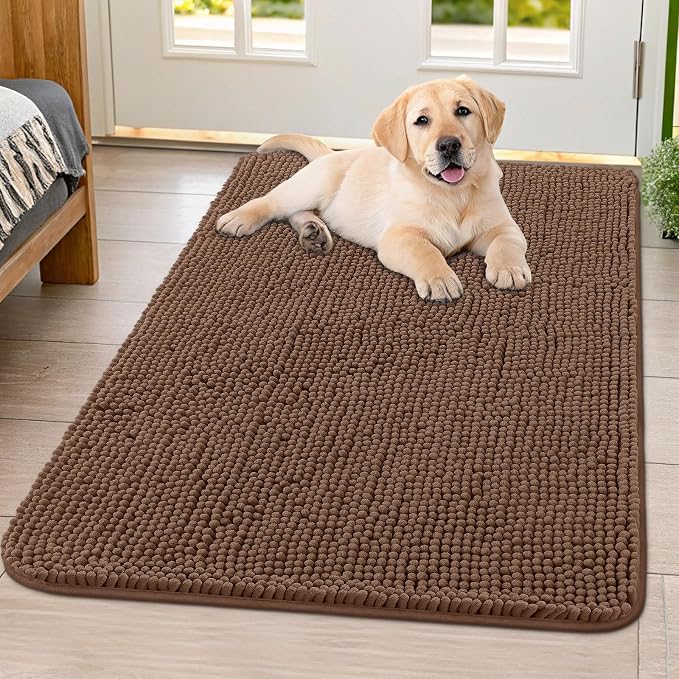 Smiry Dog Door Mat for Muddy Paws 40x32, Absorbent Dirt Trapper, Non-Slip by Smiry