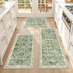 Yamaziot Washable Kitchen Rug Set of 3 – Non Slip Boho Floral Hallway Runner Rug - Image 2