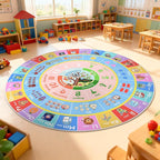 ABC Kids Rug for Playroom, 5ft Round Alphabet Small Classroom Rug, Non-Slip - Image 8
