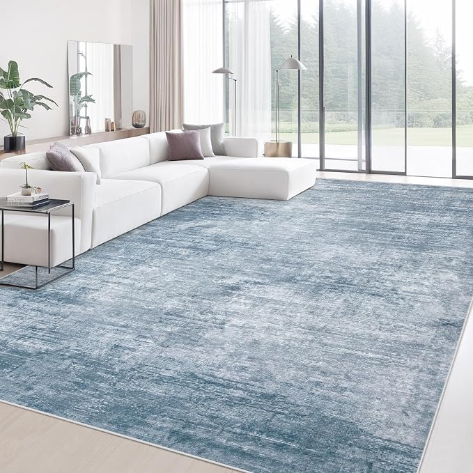 Area Rugs 9x12 Living Room: Washable Rug Modern Abstract Large Rugs Soft Non - Image 8