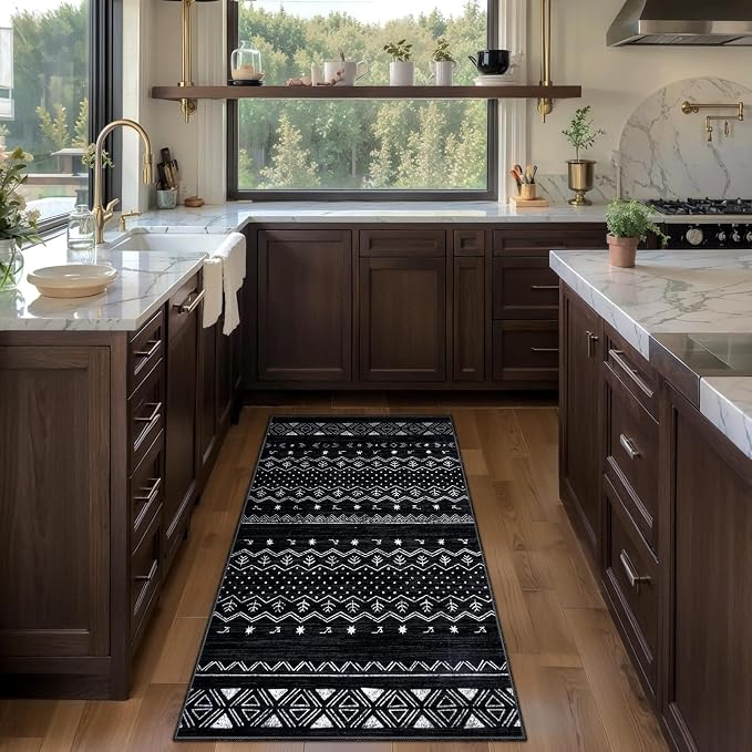 SERISSA 2x4 Rugs for Entryway, Washable Non-Slip Kitchen Runner Rug Small Black - Image 2