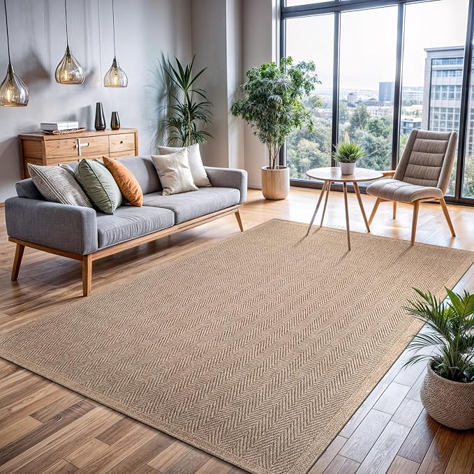 CAMILSON Easy Jute Rug 10x14, Indoor Outdoor Natural Color Fiber Area Rugs - Image 9