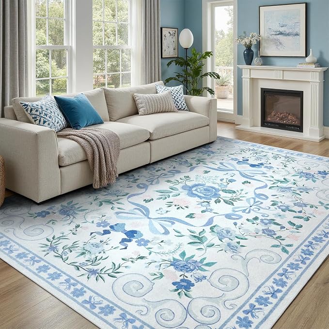 DCX Washable 4x6 Bow Rug, Cute Soft Low Pile Indoor Décor Carpet, Kid & Pet - Image 4