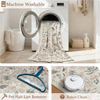 9x12 Area Rugs Washable Rug: Large Boho Living Room Rug Soft Non-Slip Low Pile - Image 5