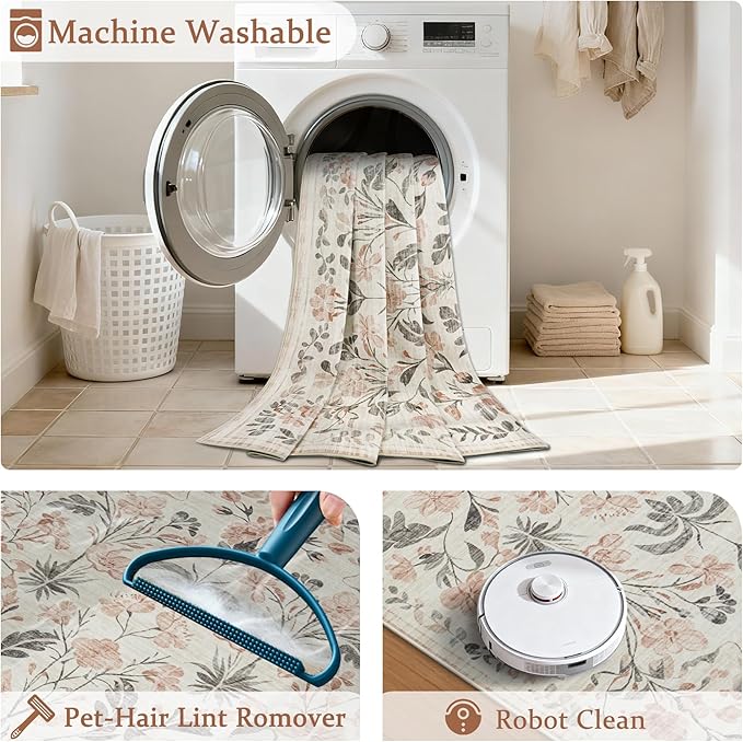9x12 Area Rugs Washable Rug: Large Boho Living Room Rug Soft Non-Slip Low Pile - Image 5