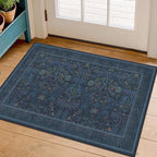 Blue Small 2x3 Entryway Rugs Indoor, Oriental Floral Kitchen Mats Non Slip by Evyhood