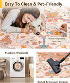 RELEANY Area Rugs Round 10ft Washable Non-Slip, Floral Vintage Distress - Image 5