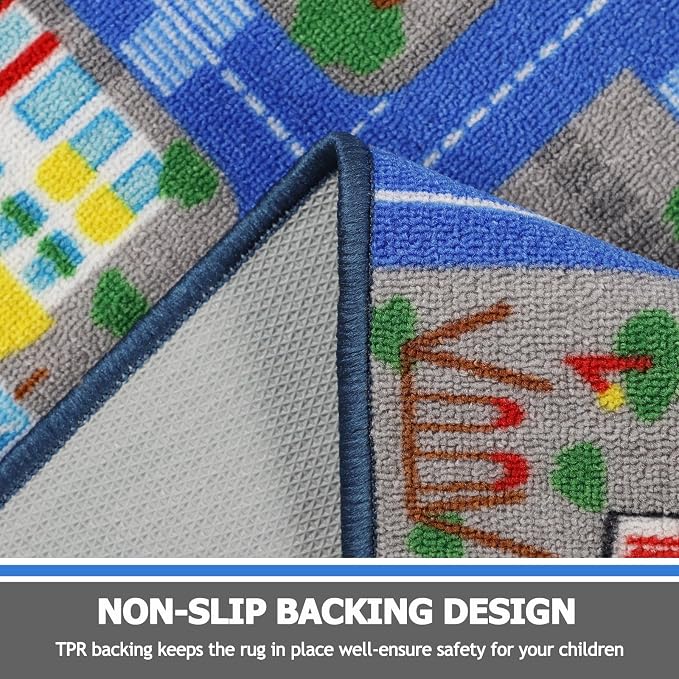 Capslpad Blue Car Road Kid Rug Carpet Playmat - Image 3