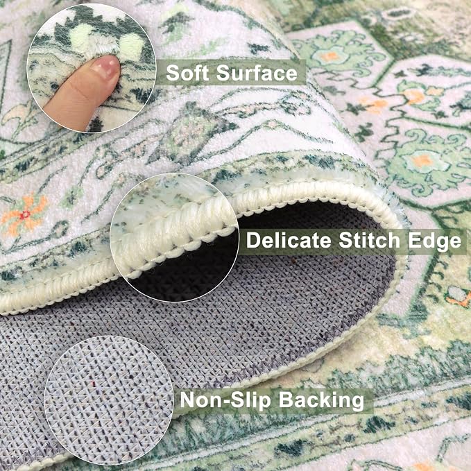Yamaziot Washable Runner Rug, 2x6 Non-Slip Boho Vintage Hallway Rug Runner - Image 3