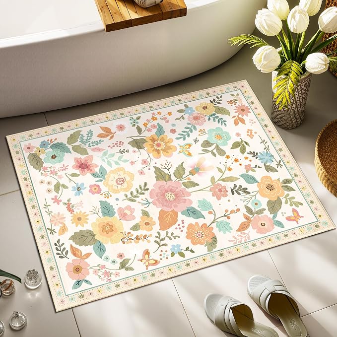 RELEANY Floral 2x3 Area Rugs Washable Print Boho Cute Carpet Non Slip Flower - Image 6