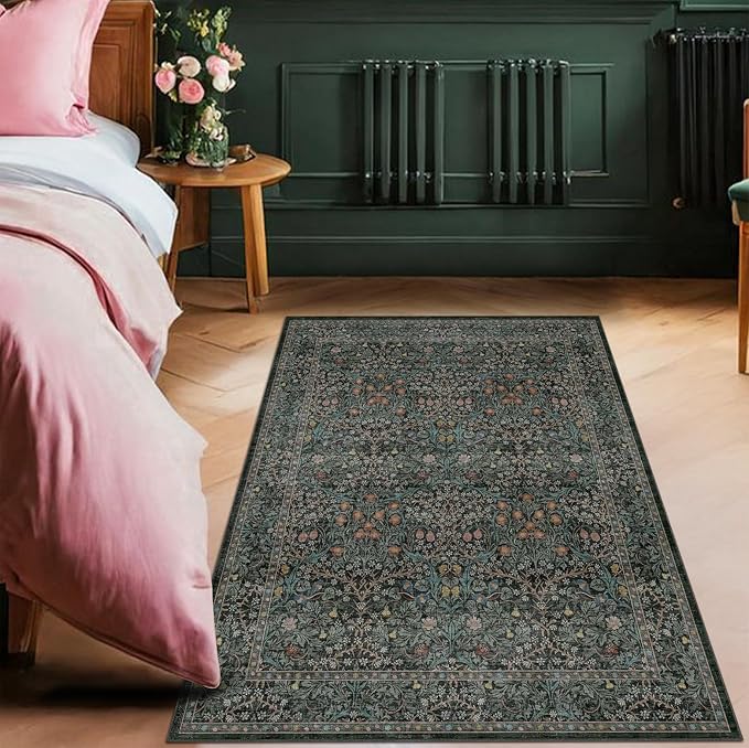 Vintage Floral Dark Green 3x5 Area Rugs - Image 6