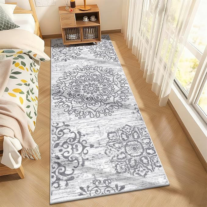 HEBE Hallway Runner Rug 3'x8' Washable Vintage Distressed Area Rugs Non Slip - Image 7