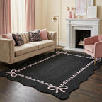 GarveeHome Scalloped Bow Rug for Living Room, Solid Rug for Dorm, Washable Rugs by GarveeHome
