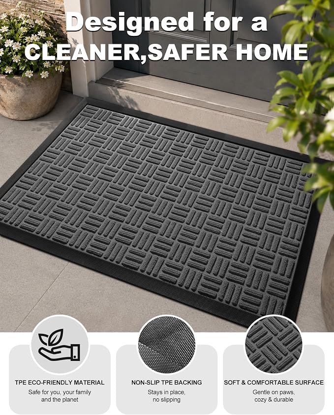 Mibao Front Door Mat Outdoor Entrance, Waterproof Dirt Trapper Doormat - Image 6