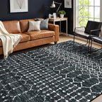 Lahome Moroccan Black Area Rugs 8x10 Living Room Non-Slip Backing Ultra-Thin by Lahome