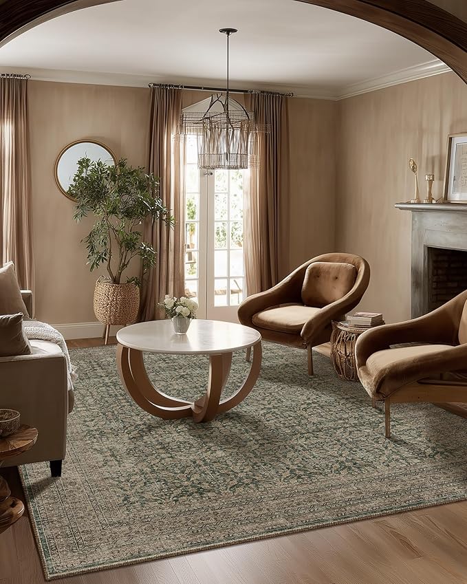 Machine Washable Rugs for Living Room: 5x7 Area Rugs Boho Vintage Rugs Stain by palohom