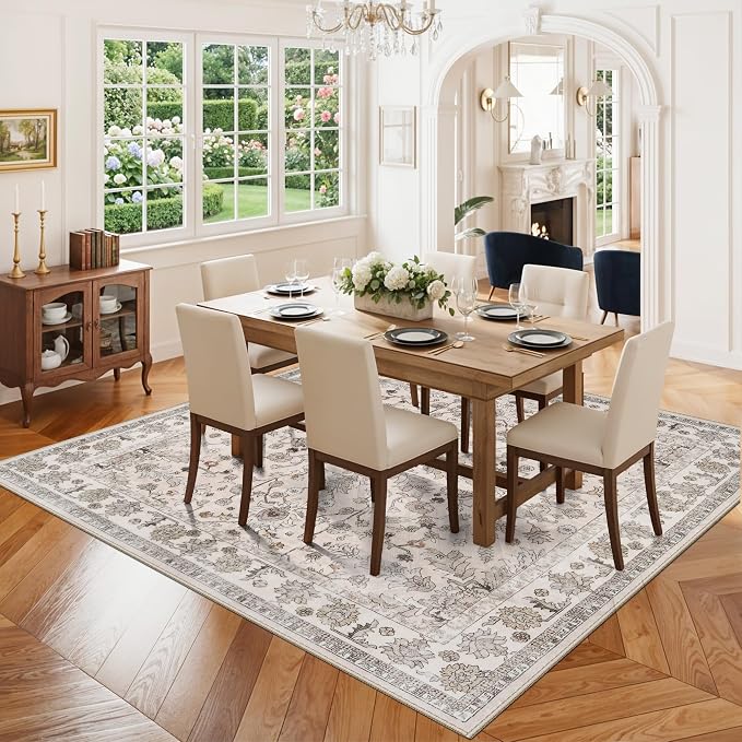 5x5 Square Washable Rug for Living Room: Non Slip Indoor Entryway Foot Carpet - Image 4