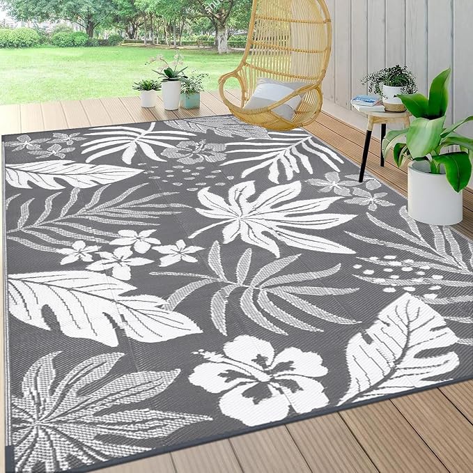 Pauwer Waterproof Outdoor Rug 6x9, Reversible Plastic Straw Patio Camping Rug by Pauwer